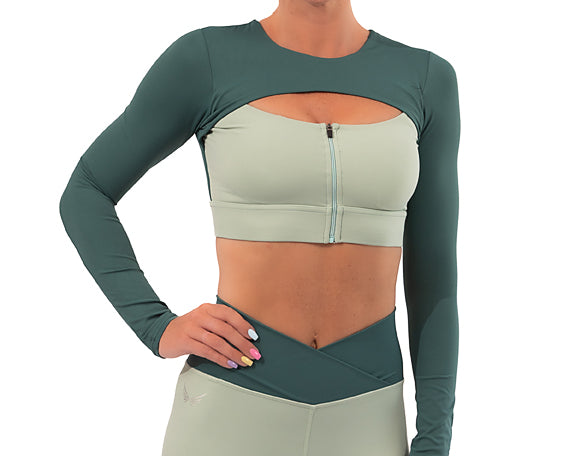 NKD V Zip up long sleeve -Jade Green