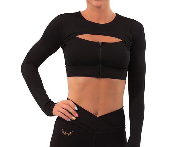 NKD V Zip up long sleeve -Black
