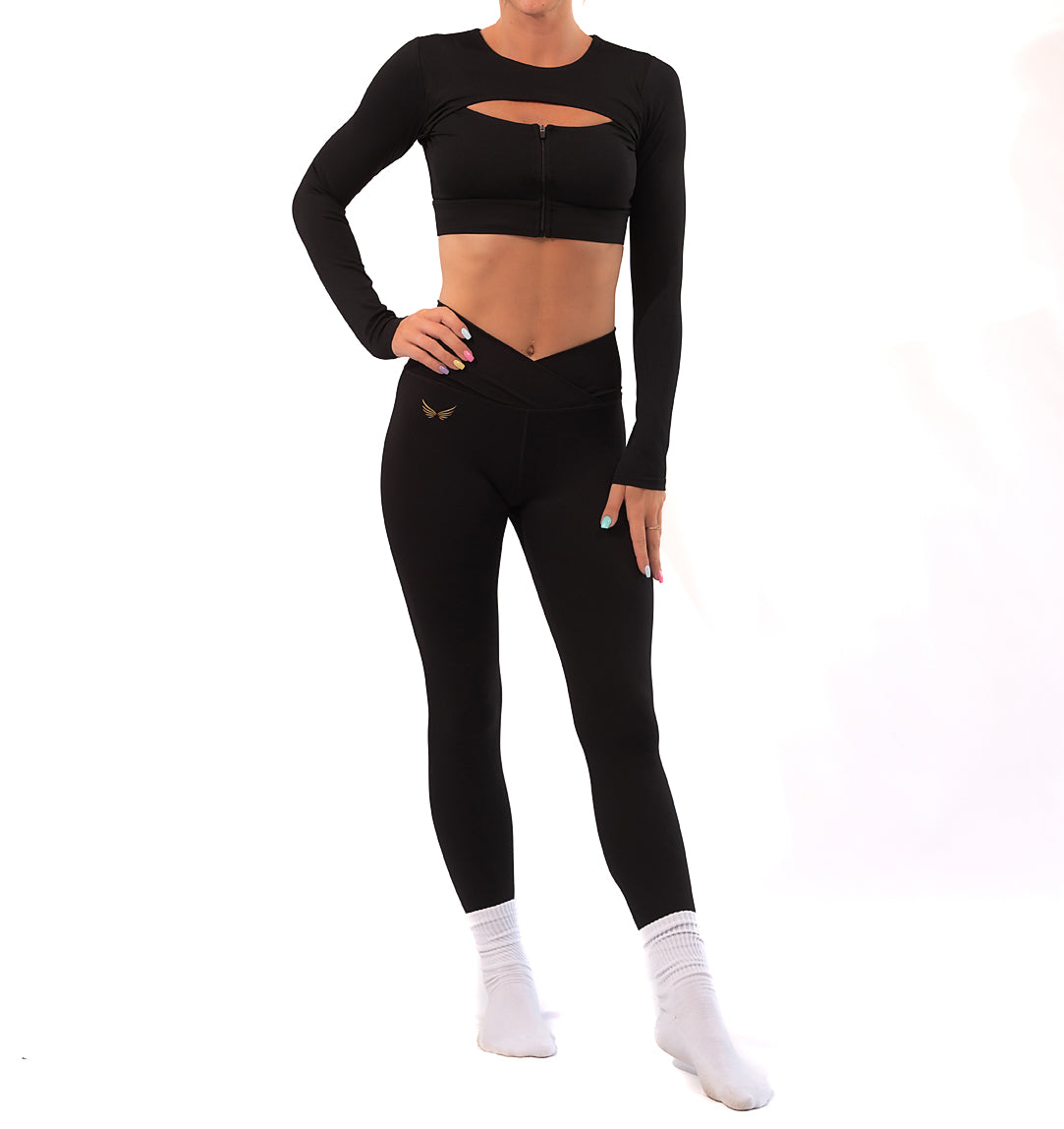 NKD V Zip up long sleeve -Black